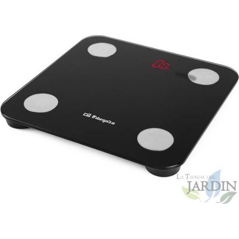Pèse-personne électronique bluetooth Orbegozo. Calculez 13 paramètres. Capacité maxi: 180kg