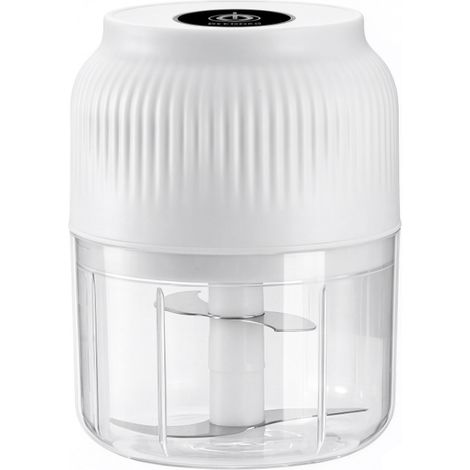 Hachoir à ail électrique, 4 lames, mini hachoir portable avec bol et couvercle, hachoir à légumes pour ail, gingembre et piment (Blanc) (1/5)