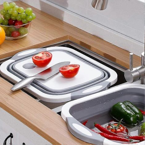 3-in-1-Camping-Salatschüssel, tragbares Schneidebrett, Küchenbrett, faltbarer Abtropfkorb, Spülbeckenschüssel, Picknickkorb, Aufbewahrungskorb, PP-Kunststoff (1/3)