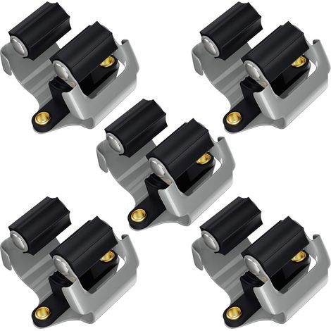 Accroche Balai, Accroche Balai Mural 5 PCS, Broom Holder Ajustable, Porte Outils Mural antidérapant, Placard à balais Multifonction pour Cuisine, Jardin, Garage, Bureau (1/5)