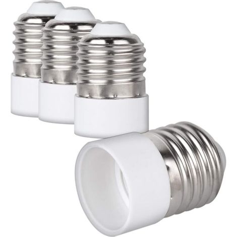4x Socket Adapter - E27 to E14 Socket Converter - E14 Base Lamp Holder Adapter for LED Halogen Bulb