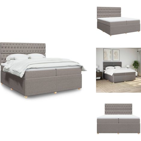Sommier à lattes de lit avec matelas Taupe 200x200 cm Tissu - Sommier À Lattes De Lit - Sommiers À Lattes De Lit - Lit - Meuble De Chambre À Coucher (1/5)