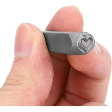 6mm en acier en métal poinçon lettre et numéro estampage Kit d'estampage Set Alphabet ID Stamping Punch Tool Set Kit(coeur) (1/4)
