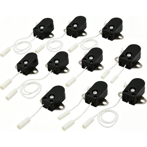 Interrupteur à tirette noir 10 pcs, chaîne pour lampe de chevet et luminaire mobilier, facile à utiliser, confort quotidien (1/5)