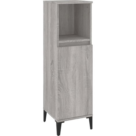 Mueble de baño de 30 x 30 x 100 cm con patas metálicas y amplio espacio de almacenamiento moderno en madera Sonoma gris 020048409 (1/5)