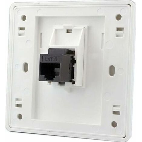 -Femelle à femelle CAT6 Gigabit prise murale réseau double passage RJ45 LAN façade Internet prise de courant droite, 86x86mm 1 pcs (1/4)
