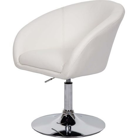 [NUNCA USADO] Silla de comedor HHG-247, silla de cocina silla giratoria silla de salón, giratoria regulable en altura, polipiel blanca
