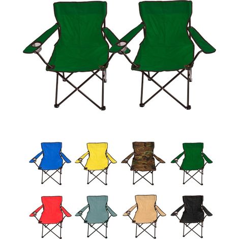 Silla de Camping Plegable de Acero con Reposabrazos y Funda con Asas- 80x80x50 cm, Resistente al Agua - Ideal para Exterior