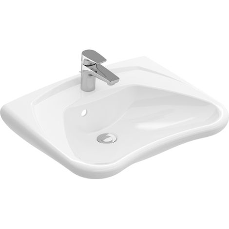 Lavabo VB ViCare 600x490mm Rectangulaire 1HL. avec trop-plein, couleur Alpin, CeramicPlus (1/4)
