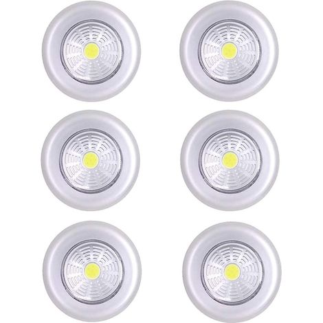 Lampe adhésive LED à piles pour placard, lampe adhésive LED à piles pour placard de cuisine, lot de 6 (argenté) (1/2)