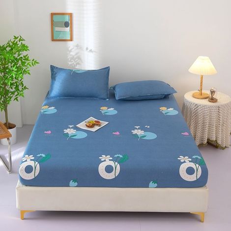 Housse de Matelas 150x200 cm avec Élastique, Drap-Housse en Jersey Doux et Respirant, Protection de Matelas Simple et Pratique, Couleur Unie (1/2)