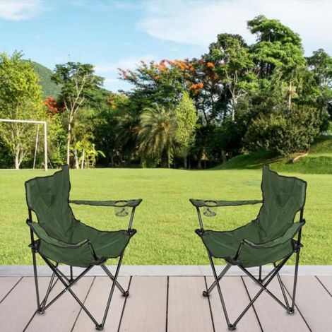 Chaise Pliante - 50 x 50 x 80 cm - Acier 16 mm - Tissu Oxford 600D PVC - Porte-Gobelet Intégré - Sac de Rangement Inclus - Pour Extérieur Camping Plage Barbecue (1/5)