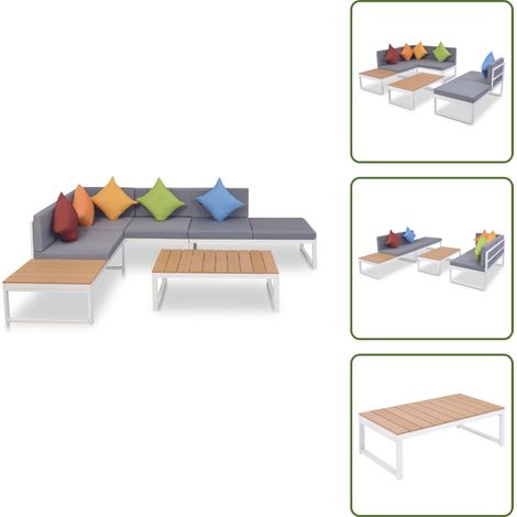 Salon de jardin 4 pcs avec coussins Aluminium et WPC - Canapé D'angle - Salon De Jardin - Meubles De Jardin - Mobilier De Jardin - WPC (1/5)
