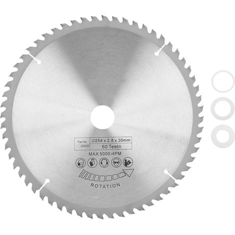 Lame de scie circulaire carbure TCT 254x30mm 60 dents, disque de coupe pour métal, bois, plastique, outillage professionnel. (1/5)
