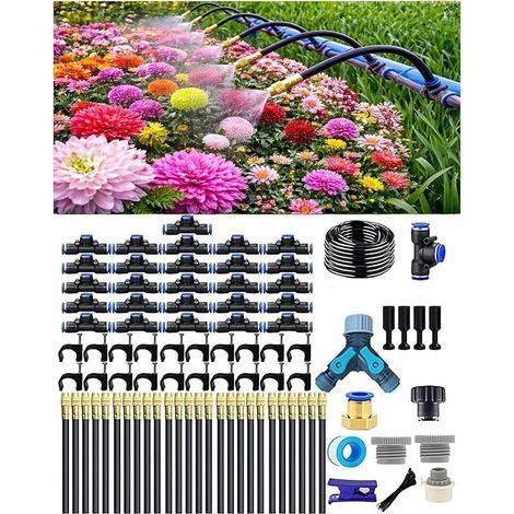 Système d'Irrigation Goutte-à-Goutte, Arrosage Automatique de Jardin, Buse Brumisatrice Réglable 360°, Tête d'Arroseur Rotative à Haut Débit pour Jardin, Terrasse et Plantes en Pot (1/5)