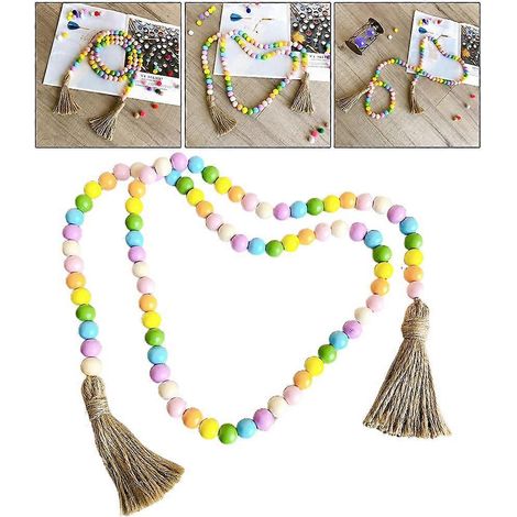 Pendentif à pompons colorés pour créations en corde perlée, décoration murale élégante pour chambre, dortoir ou maison. (1/4)