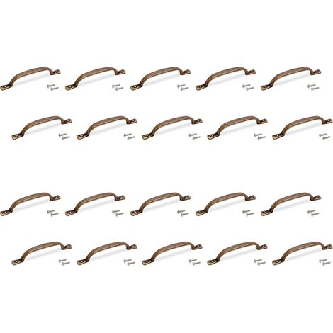 Emuca – Lot de 20 poignées de meuble Nairobi 139mm – Entraxe 96mm – Zamak finition bronze – Vis M4 incluses