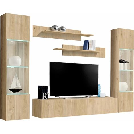Ensemble Meuble TV Mural "Fly A3" 260cm Naturel (1/2)