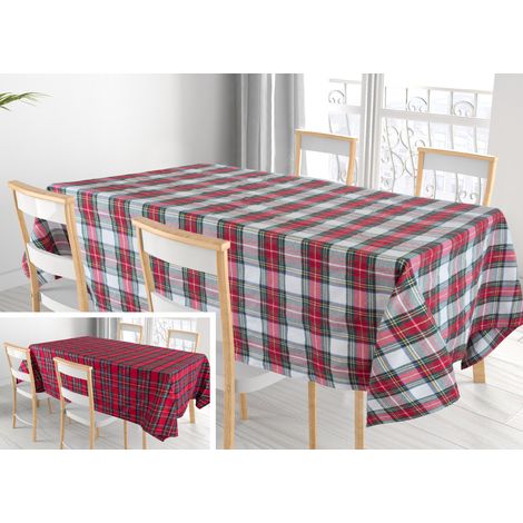 Tovaglia Cucina Soggiorno Misto Cotone Fantasia Tinto In Filo Con Lurex Mod. Natalina Scozzese, misuraRunnercoloreRosso (1/5)