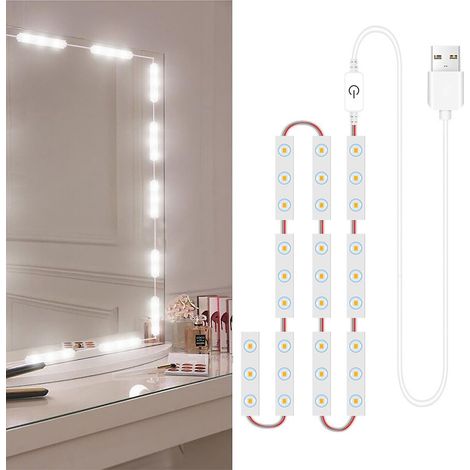 LED-Schminkspiegelbeleuchtung mit 30 LEDs, dimmbar, Touch-Steuerung, Badezimmerspiegelbeleuchtung