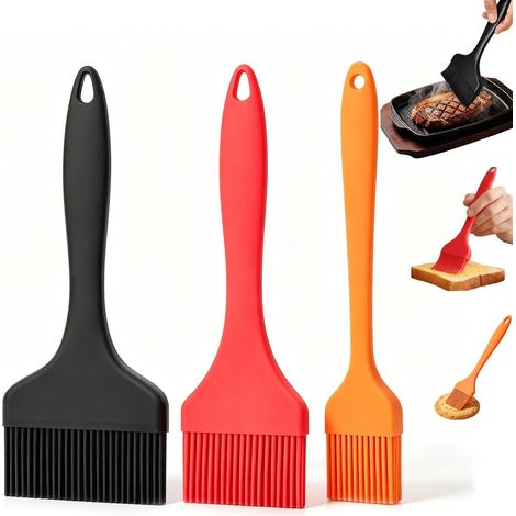Lot de 3 Pinceaux en Silicone pour Cuisine, Pinceaux Silicone de Largeur Ultra-Étendue (9.1/7/3.2 cm), Parfaits pour le Barbecue, la Préparation de Gâteaux (1/5)