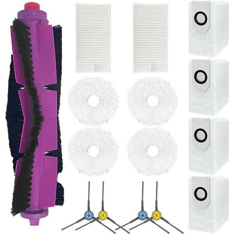Set of 15 replacement accessories for EUREKA J12 Ultra vacuum cleaner, 1 main brush, 4 side brushes, 2 filters, 4 mop pads (1/4)