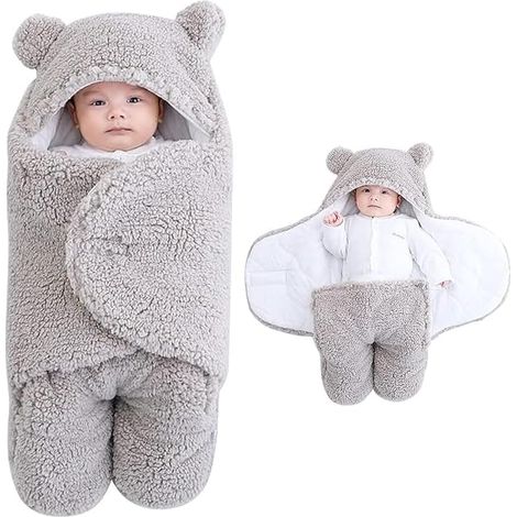 Puckdecken für Neugeborene, Puckdecken mit Kapuze, Schlafsäcke aus Decken, geeignet für Babys im Alter von 0-6 Monaten. (1/3)