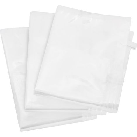 WENKO Custodia per riporre sottovuoto, con valvola per aspirapolvere, risparmio dello spazio del 75%, Plastica, Set di 6 custodie sottovuoto: 3 custodie 90x55 cm e 3 custodie 80x100 cm, trasparente (1/5)