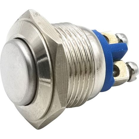 Sollbry Interrupteur à bouton-poussoir momentané, coque métallique en acier inoxydable, adapté à un trou de montage de 16 mm 5/8" – ArgentAec (1/3)