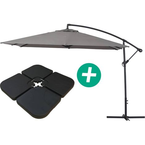 Ampelschirm aus Alu "Ilios 3" - Viereckig - 3 x 3 m - Grau - Platten inbegriffen