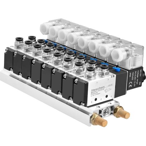 Électrovanne 8 Space Collecteur 4V210-08 DC12 V G1/4'' - 5 voies - 2 positions - Avec silencieux de collecteur - Kit de montage rapide (1/5)