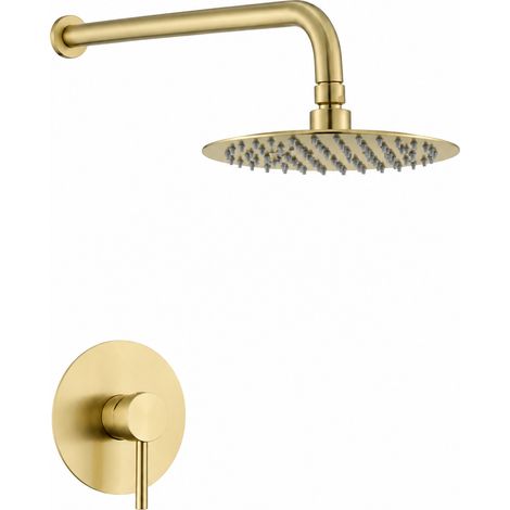 Douche encastrée 2803L or brossé monofonction 8 pouces laiton 43 × 31 × 11,5 cm 1,15 kg – Livraison gratuite (1/5)