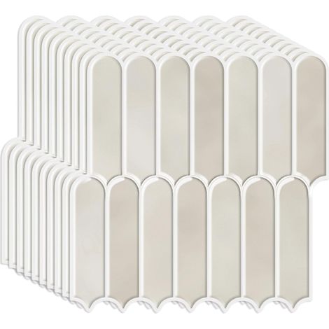 Lot de 10 autocollants pour carreaux de cuisine et salle de bain, 30 x 30 cm, imperméables, autocollants muraux de cuisine, décoration murale (beige gris) (1/5)