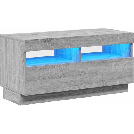 vidaXL Mobile Porta TV con Luci LED Grigio Sonoma 80x35x40 cm