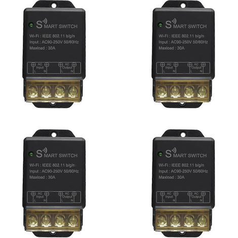 interrupteurs Wi-Fi domestiques 30 A AC90-250 V avec télécommande sans fil marche/arrêt, compatibles avec Alexa Home. (1/4)