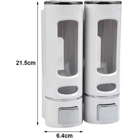 Dispensador de jabón de pared de 400 ml x 2, dispensador de champú y gel de ducha, dispensador doble de jabón para ducha, dispensador manual de jabón líquido de pared, dispensador de desinfectante de  (1/3)