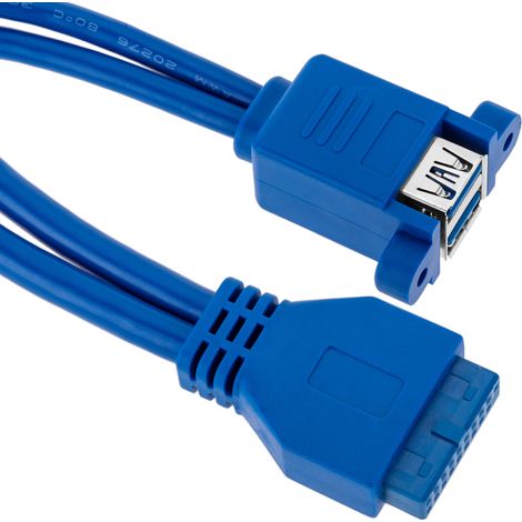 BeMatik - Câble à connecteur femelle 20 broches vers 2 ports USB 3.0 50 cm 30 V (1/5)