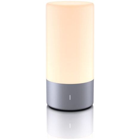 BUNTHAUS Lampe de chevet LED, veilleuse tactile à intensité variable blanc chaud, lampe de nuit à changement de couleur 256 RVB, lampe de table à capteur tactile, lampes de lecture pour chambre-Gris