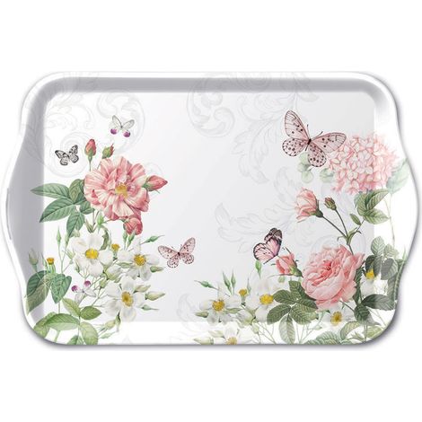 Mini plateau fleurs et papillons