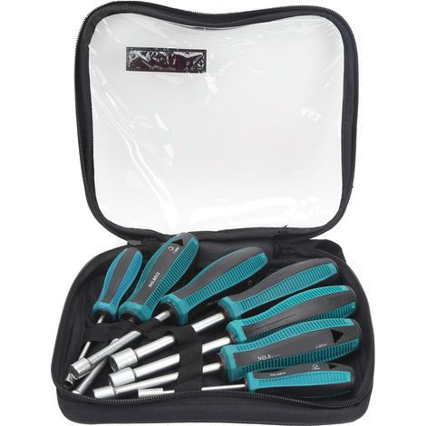 Set of 7 45mm steel hex socket screwdrivers - Non-slip handle with carrying bag (hand tools) (1/5)
