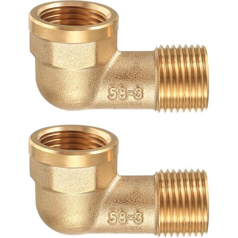 Lot de 2 coudes en laiton 90° 1/2" IG/AG pour eau potable (1/5)
