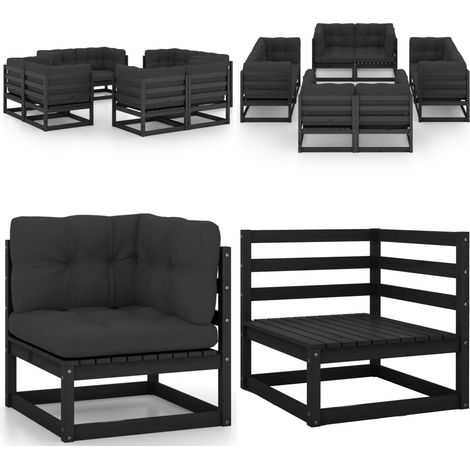 Set Divani da Giardino 8 pz con Cuscini Legno Massello Pino - Cuscini da giardino - Divano angolare