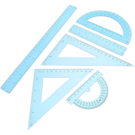 Ensemble de 6 règles d'architecte en plastique bleu, règle et (1/5)