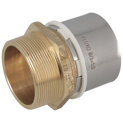 Nicoll – Raccord multicouche manchon à sertir fluxo mâle Ø75 – Filetage plomberie conique – Double joint torique – Design hexagonal pour manipulation facile