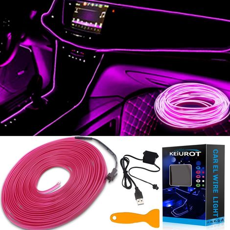 LED Strip Car Interior Light Wire Car Interior USB Neon Purple El Wire for LED Light Interior Car 5V Atmosphere Car Edge Decoration 10m (1/5)