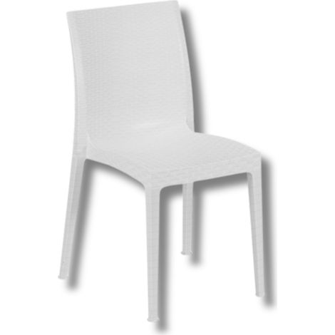6 sedie impilabili in resina effetto rattan bianco linea elegance Madam