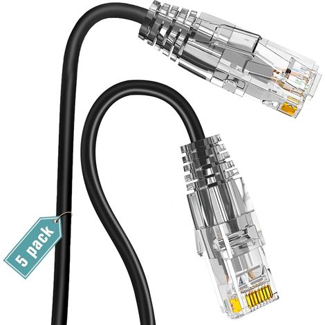 Cat6a Ethernet Cable 0.2 m (5 Pieces), 10Gbps Copper LAN Cable 550MHz 28AWG Pure Copper Network Cable, Short Ethernet Cable for Patchfeld/Network Cabinet, Ideal for Server Space (1/5)