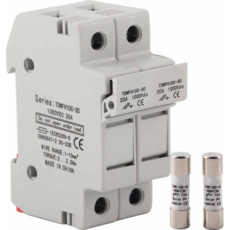 Base de Support Fusible 2 Pôles pour Rail DIN, Équipement de Distribution d'Énergie TOWFH1DC 1000VDC 15A (1/5)