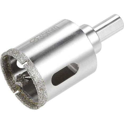 RHG Foret diamant pour scie cloche en verre avec foret de positionnement central pour verre, céramique, porcelaine, carrelage 35 mm (1/3)