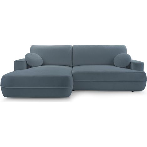 Selsey Fuerro – Ecksofa mit Schlaffunktion, Bettkasten, Ottomane links,Strukturstoff wasserabweisend, Hellblau